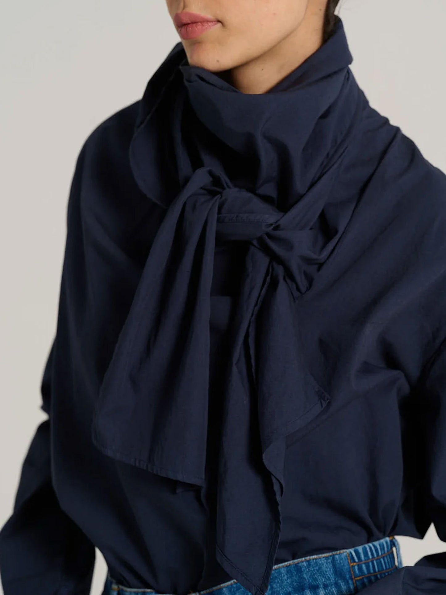 MARCEL BLOUSE WITH NECK TIE NAVY