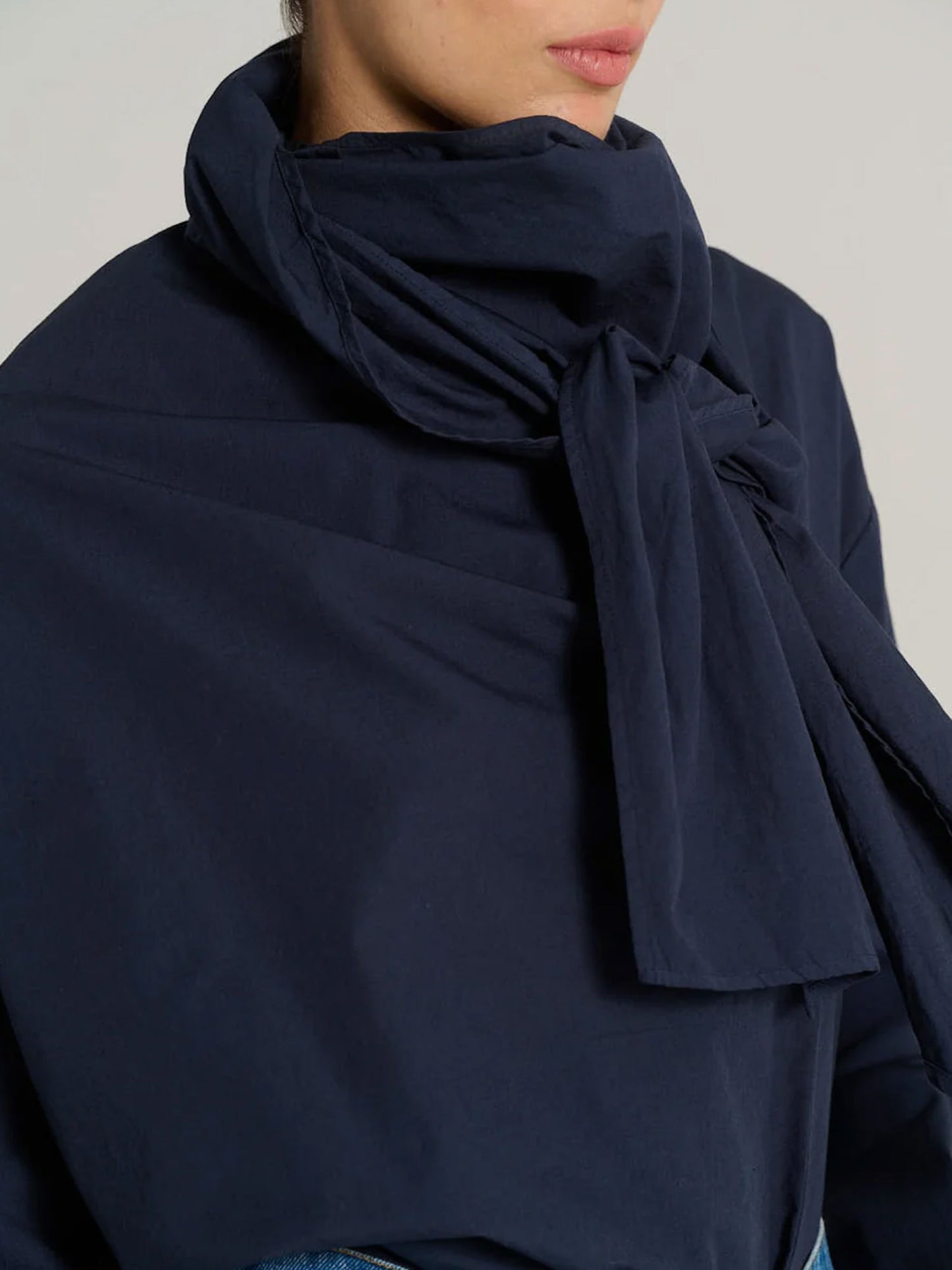 MARCEL BLOUSE WITH NECK TIE NAVY