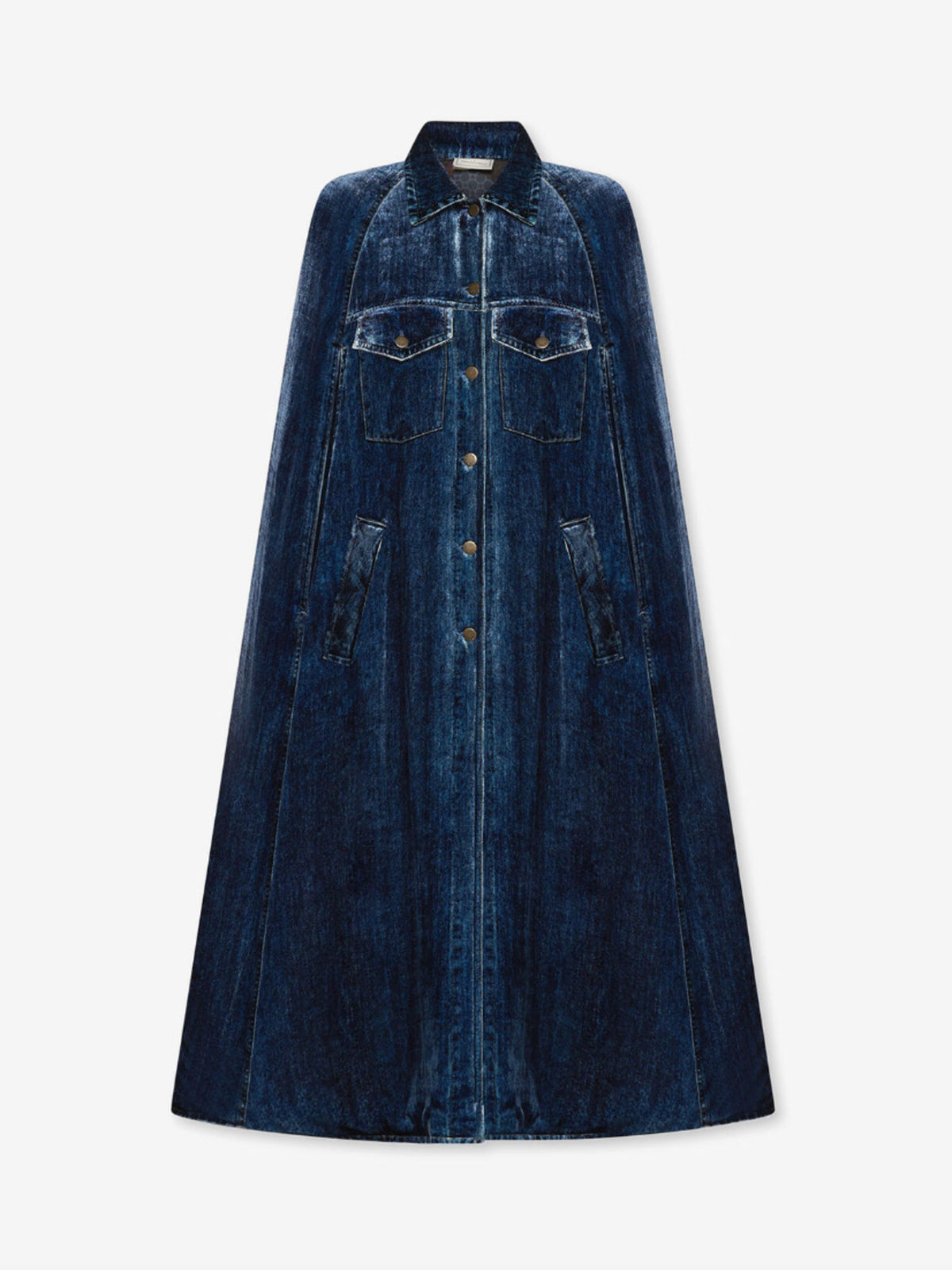 KANDOX LONG VELVET DENIM CAPE DENIM BLUE