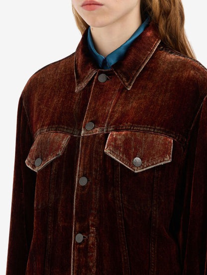 KANDOX VELVET PRINTED DENIM JACKET COPPER BROWN