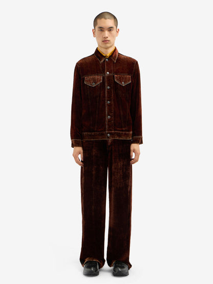 KANDOX VELVET PRINTED DENIM JACKET COPPER BROWN
