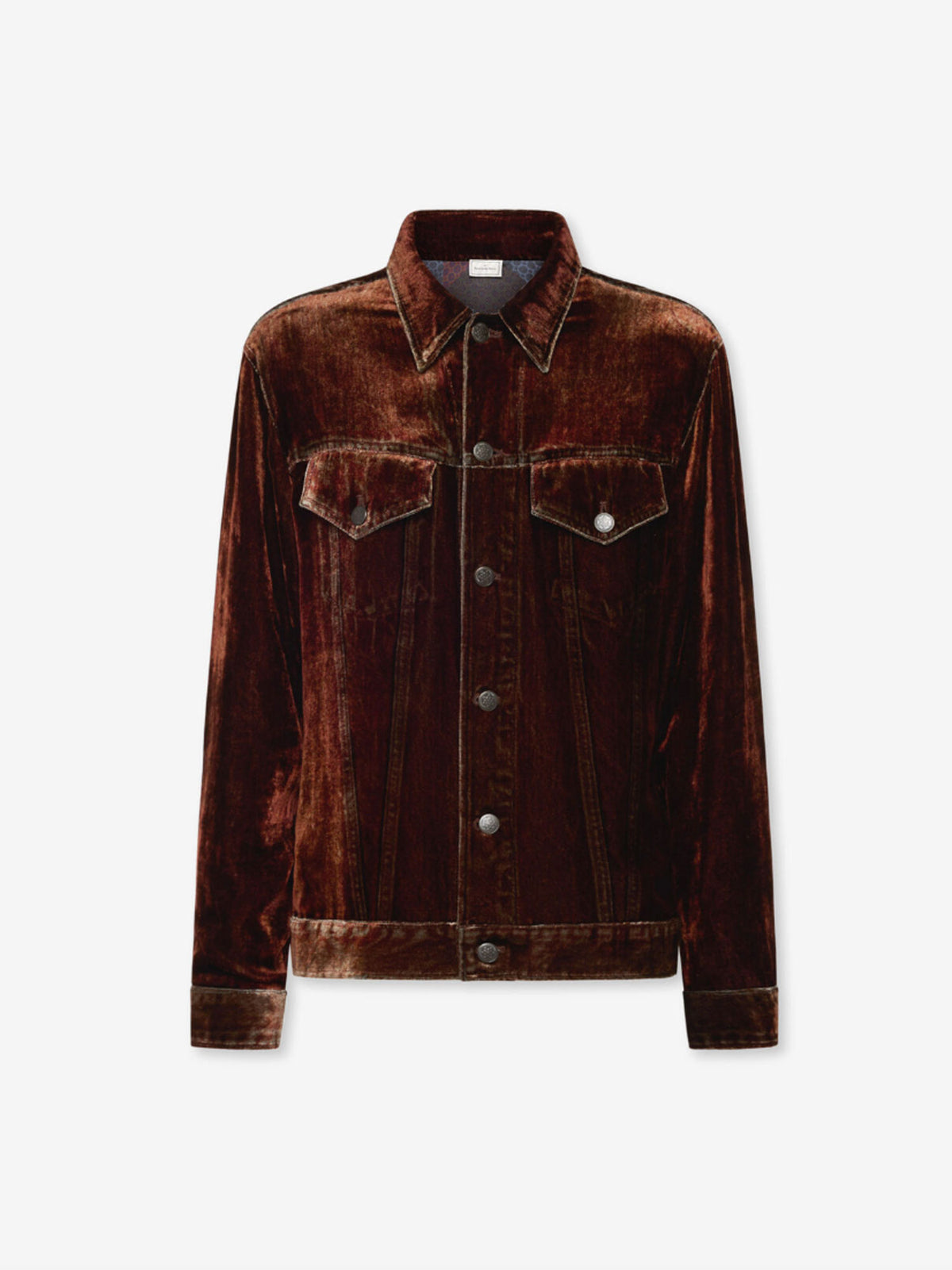 KANDOX VELVET PRINTED DENIM JACKET COPPER BROWN