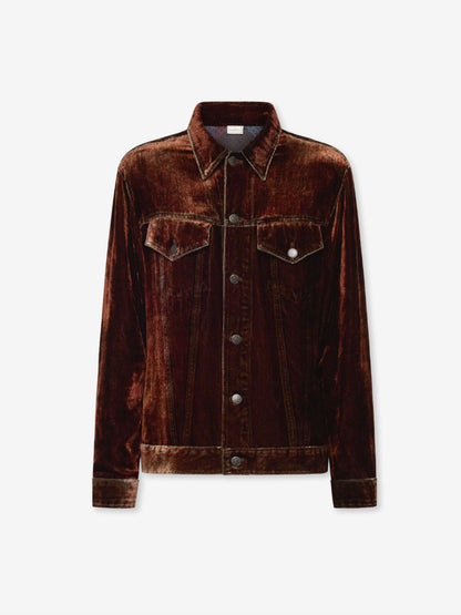 KANDOX VELVET PRINTED DENIM JACKET COPPER BROWN
