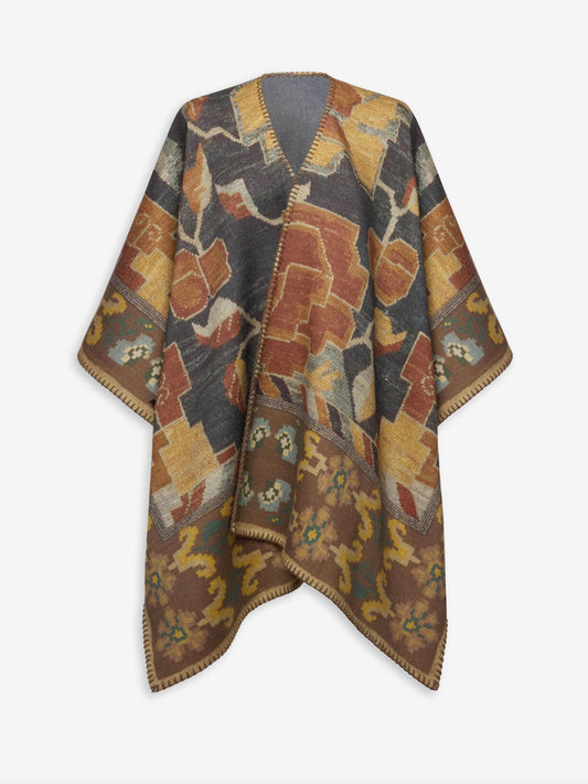 PANCAKE REVERSIBLE PONCHO CAPE ABSTRUCT