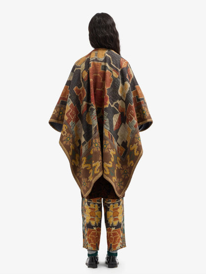 PANCAKE REVERSIBLE PONCHO CAPE ABSTRUCT