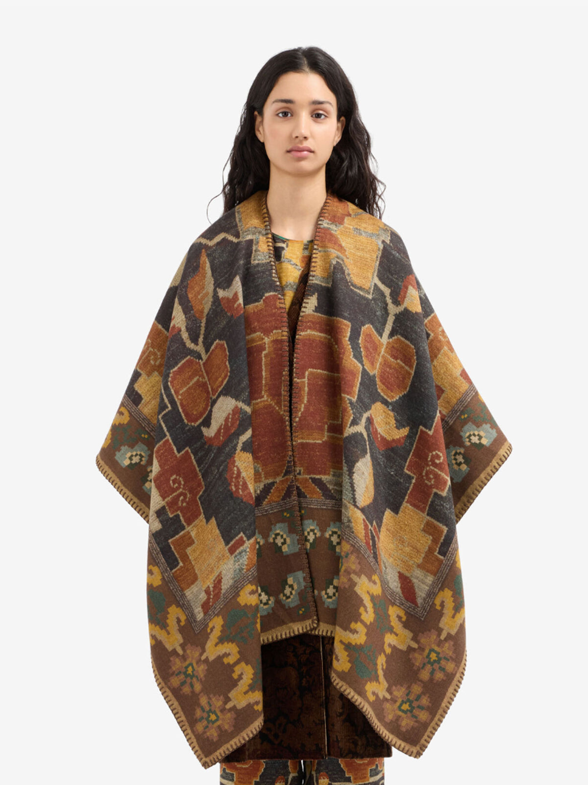 PANCAKE REVERSIBLE PONCHO CAPE ABSTRUCT