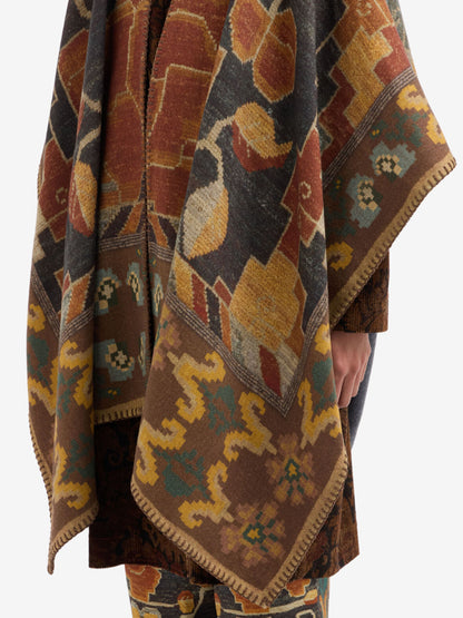 PANCAKE REVERSIBLE PONCHO CAPE ABSTRUCT