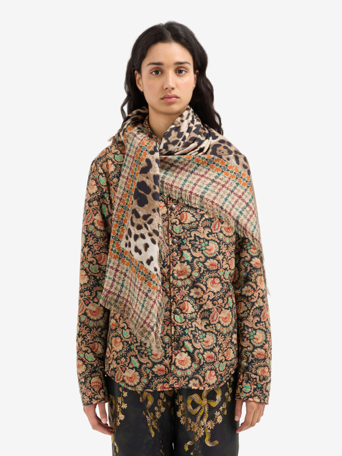 ALOEUW SILK SCARF ABSTRUCT LEOPARD