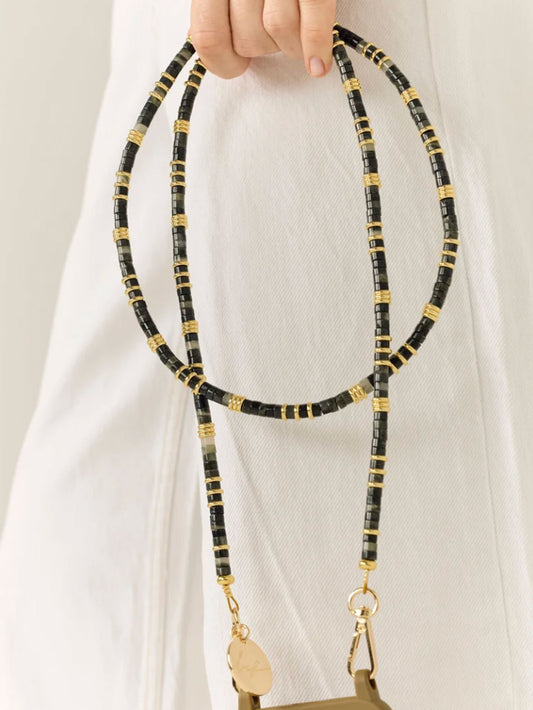 KANAN PHONE CHAIN SEMI PRECIOUS DARK GREEN GOLD - 120CM