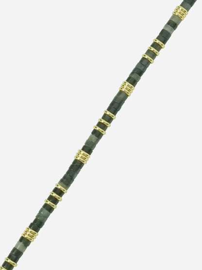 KANAN PHONE CHAIN SEMI PRECIOUS DARK GREEN GOLD - 120CM