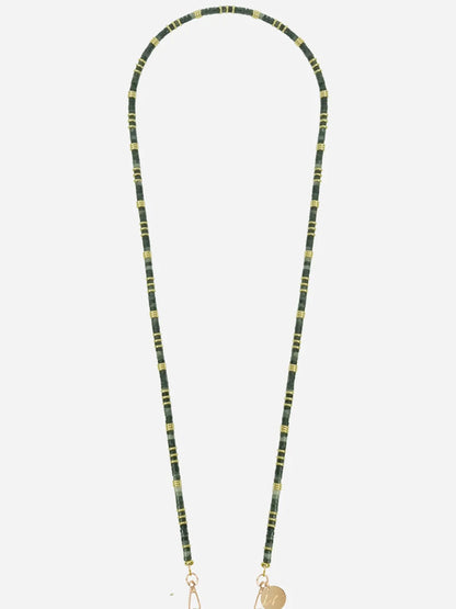 KANAN PHONE CHAIN SEMI PRECIOUS DARK GREEN GOLD - 120CM