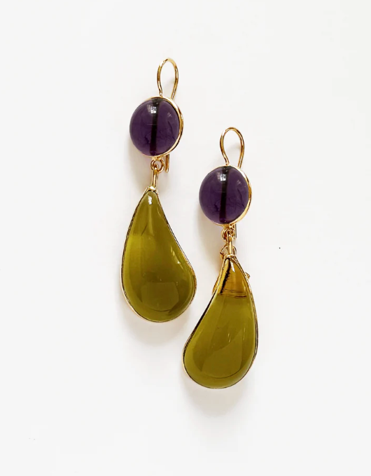 2 TONE EARRINGS LIME / PURPLE