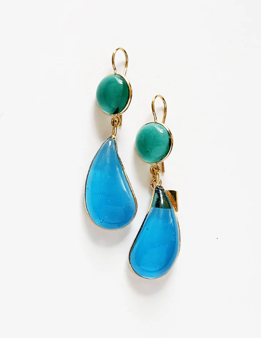 2 TONE EARRINGS TURQUOISE / GREEN
