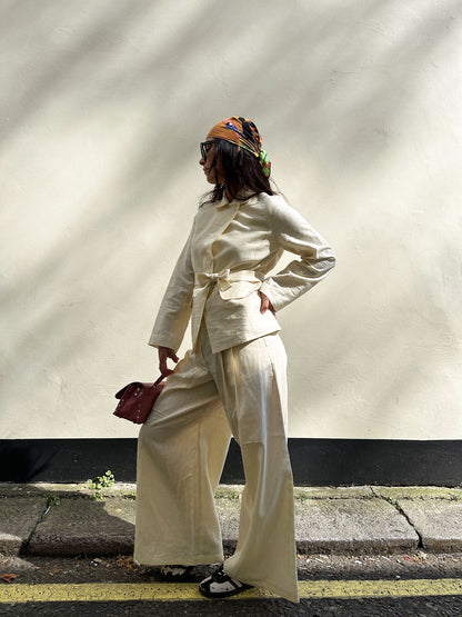 WIDE LEG TROUSERS ECRU