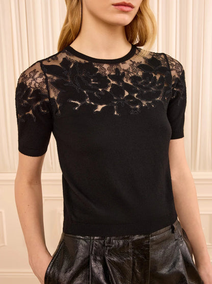 ELLA SS BLACK LACE KNIT BLACK