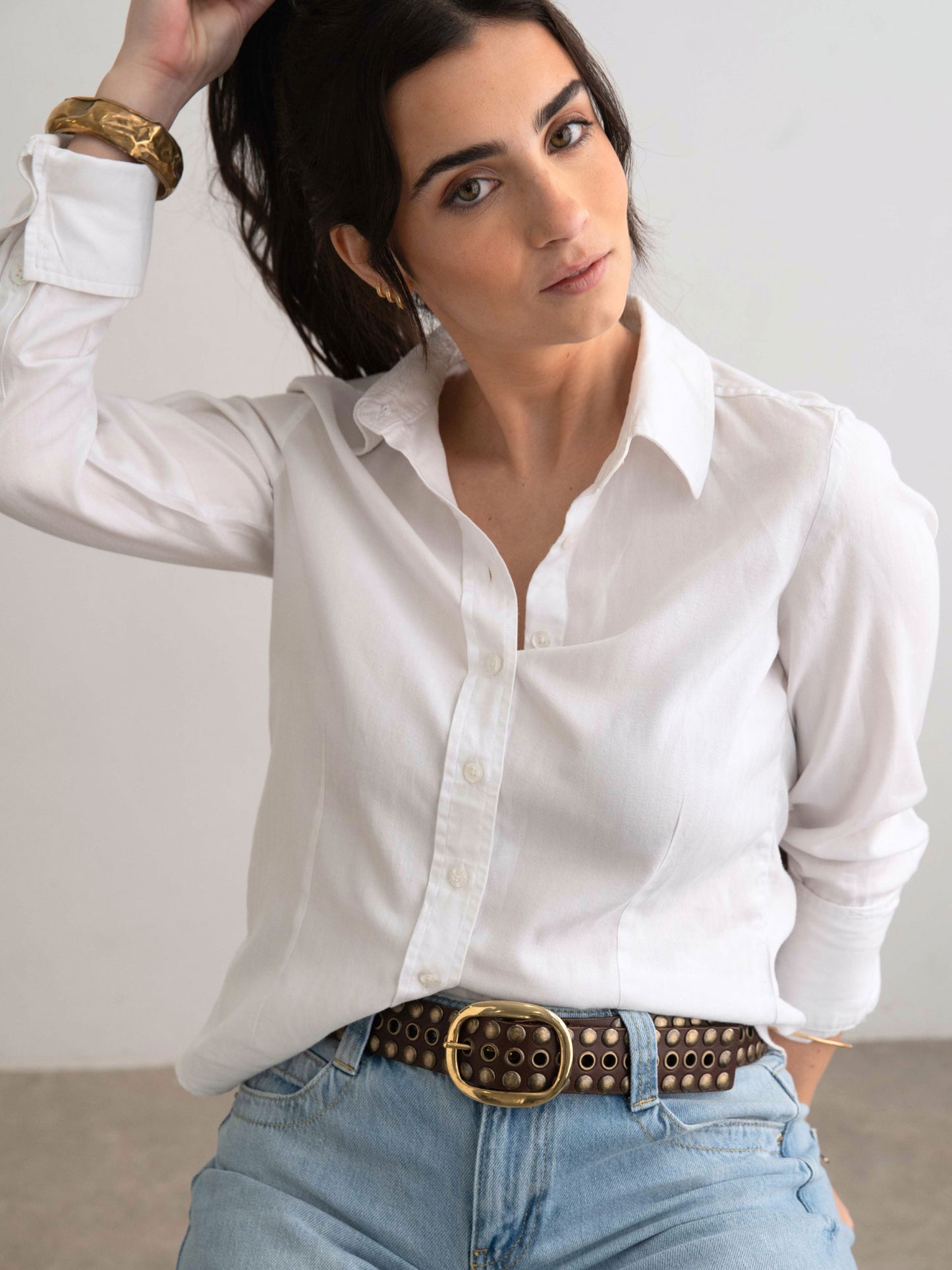 BOWIE BELT ALL OVER STUDDS - BROWN