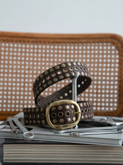 BOWIE BELT ALL OVER STUDDS - BROWN