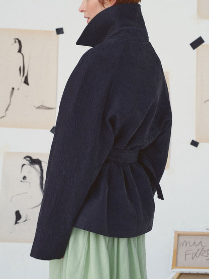 CATHISU JKT SILK EMBROIDERED BLACK SILK