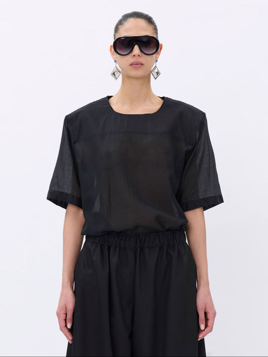 DEAN POPLIN TOP BLACK