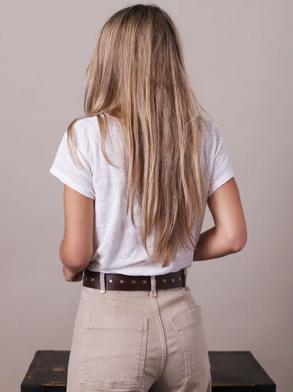 REVOLVER BELT STUDDS BROWN