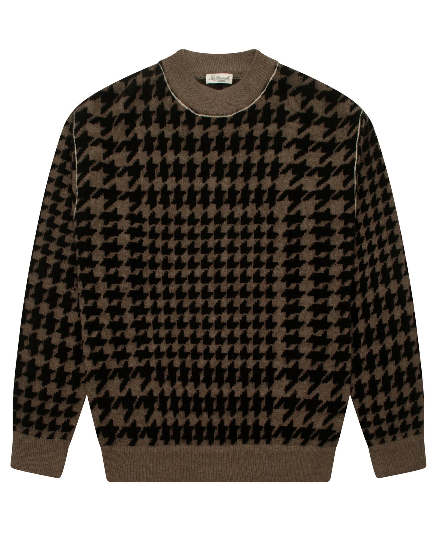JOSH HOUNDSTOOTH KNIT BLACK TAUPE