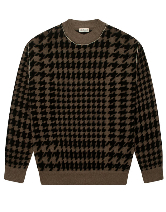 JOSH HOUNDSTOOTH KNIT BLACK TAUPE