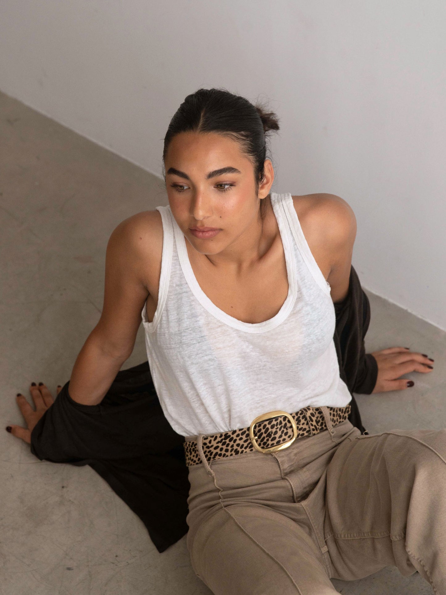 SAMBURU LEOPARD BELT BLACK BEIGE