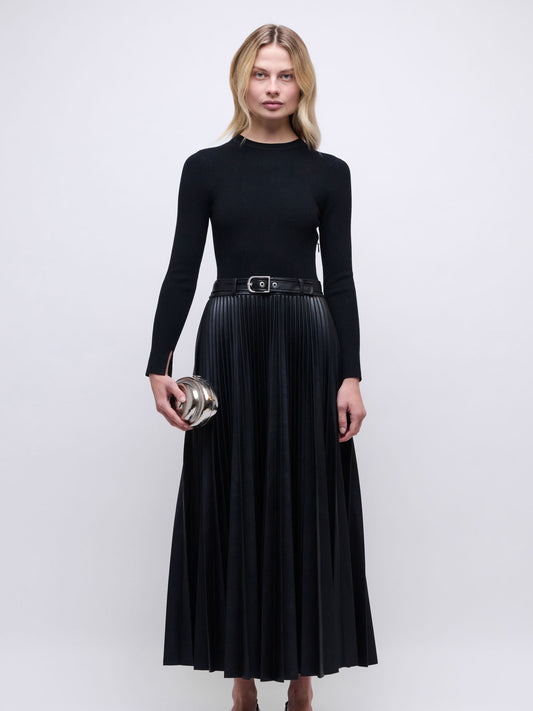 ABILENE BELTED LEATHER DRESS BLACK