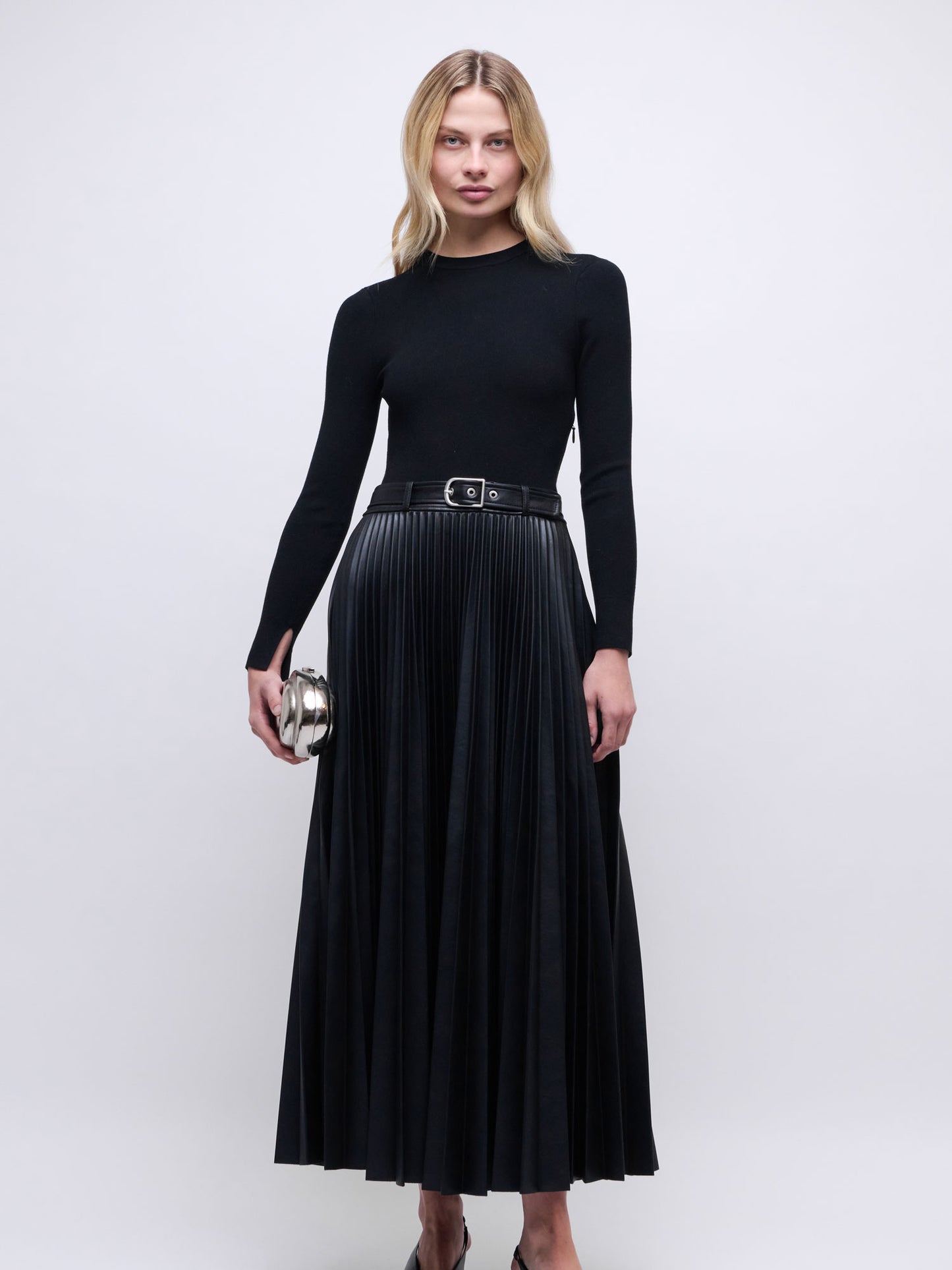 ABILENE BELTED LEATHER DRESS BLACK