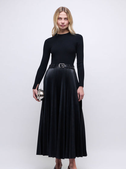 ABILENE BELTED LEATHER DRESS BLACK