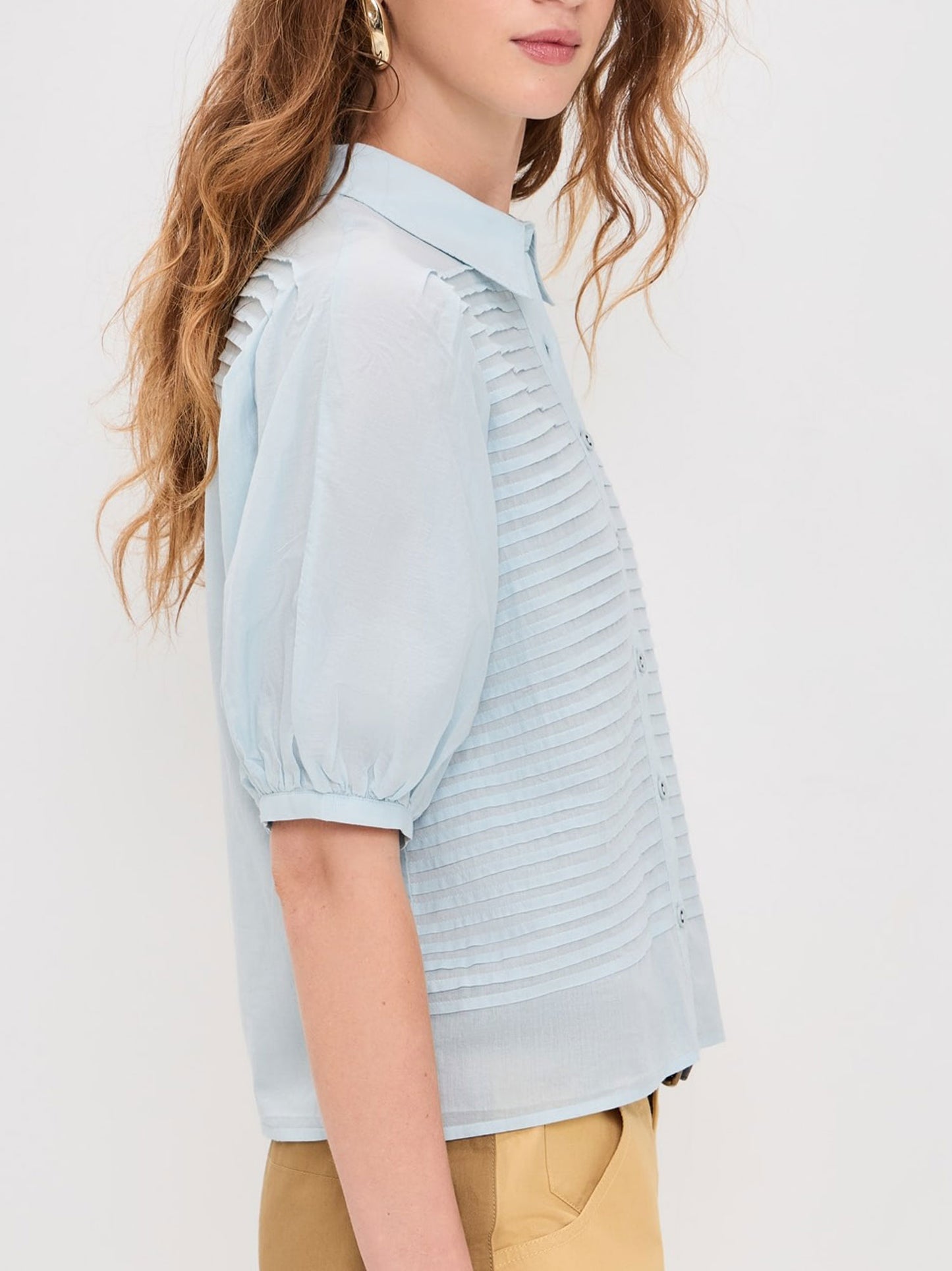 CHEMISE PLISSÉE CORDELIA SS BLEU CLAIR