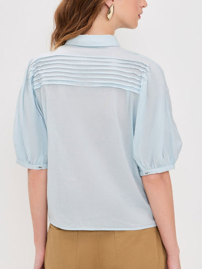 CHEMISE PLISSÉE CORDELIA SS BLEU CLAIR