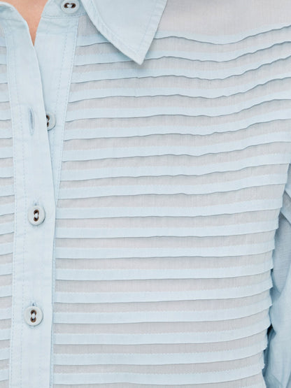 CHEMISE PLISSÉE CORDELIA SS BLEU CLAIR
