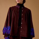 YANA EMBROIDERED BLOUSE CHOCOLATE
