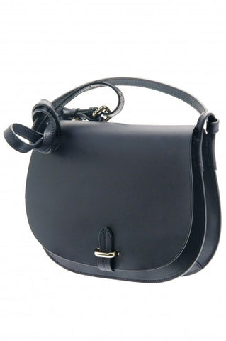 Emma Italian Leather Shoulder Bag - Navy