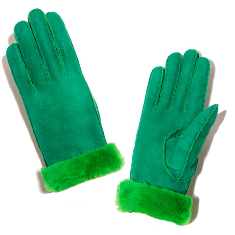 Shearling Neon Glove - Green