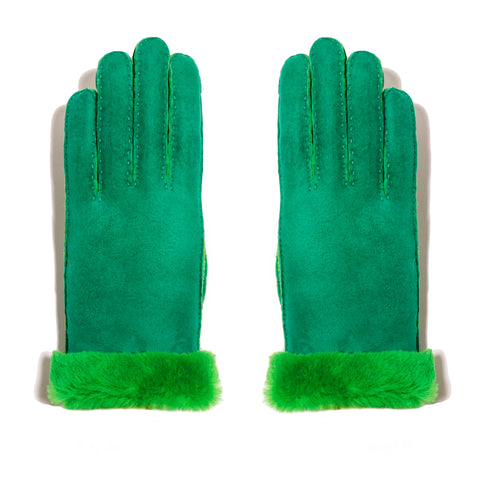 Shearling Neon Glove - Green