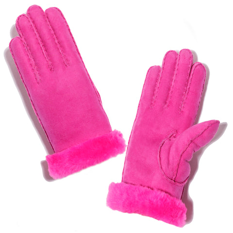 Shearling Neon Glove - Pink