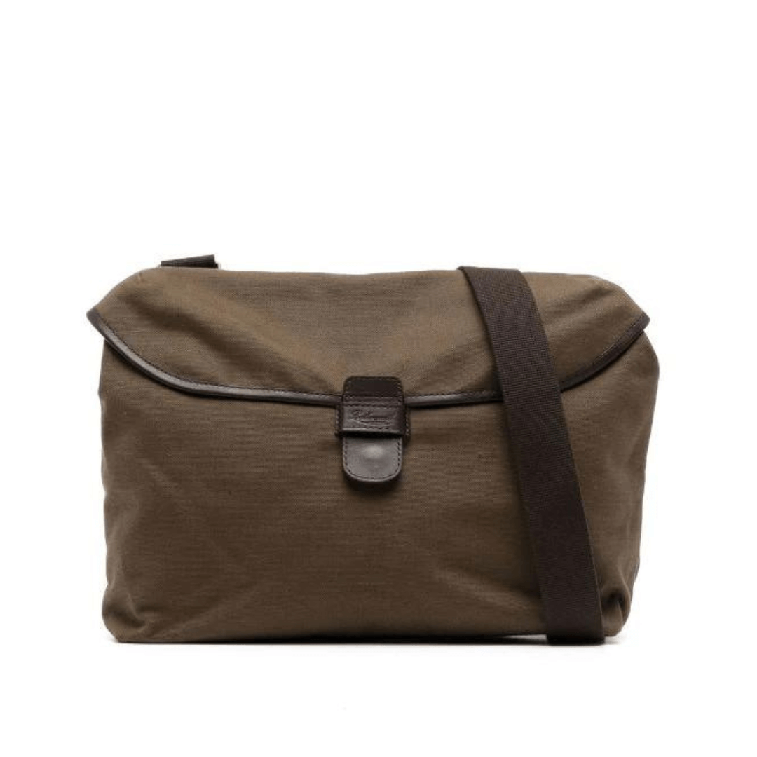 Leathersmith of London Canvas Plain Messenger Bag Khaki