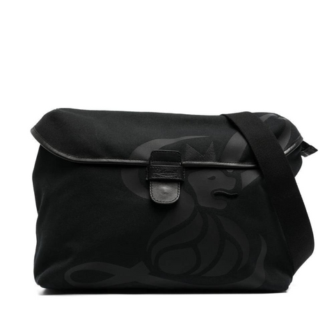 Canvas Lion Messenger Bag - Black