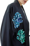 Elfreida Silk Short Kimono - Navy
