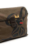 Canvas Lion Messenger Bag - Khaki