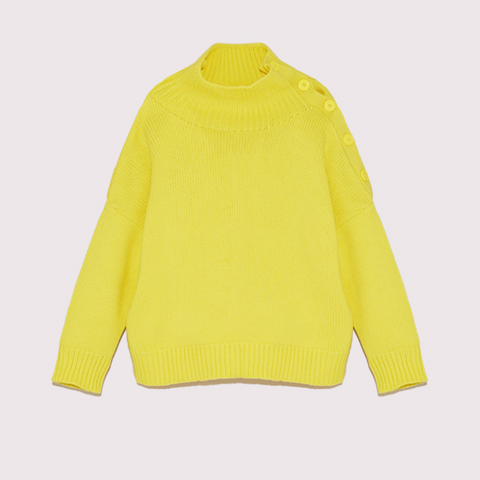 CASHMERE FUNNEL NECK SWEATER NEON YELLOW