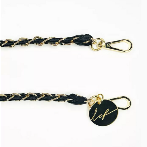 LOU BLACK LEATHER GOLD CHAIN