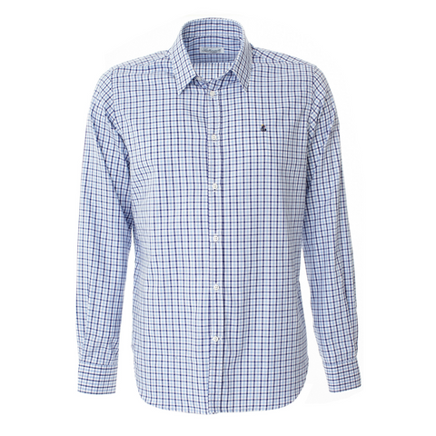 Brushed Cotton Shirt - Light Blue/White