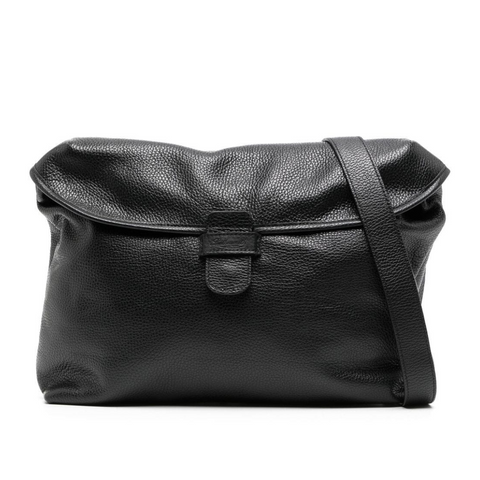 Leather Messenger Bag Black