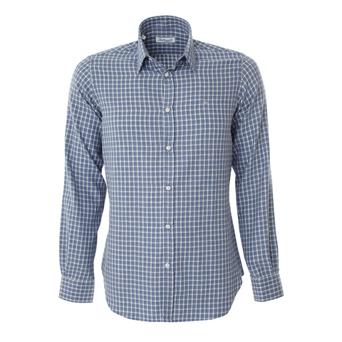 Brushed Cotton Shirt - Grey/Blue