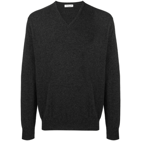 Cashmere Vee Neck Sweater - Grey