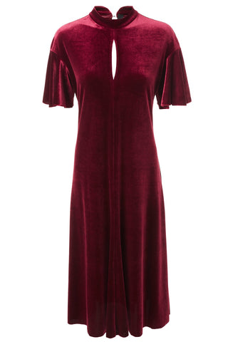 Burgundy Velvet Flared Dress