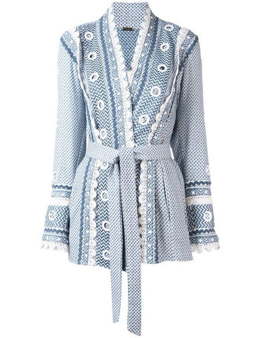 Zur Embellished Cotton Kimono Jacket - Blue